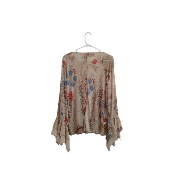 MKM Vintage Y2K Women's 1X Blouse Floral Ruffled Sleeves Sheer Romantic Festival - Picture 2 of 7